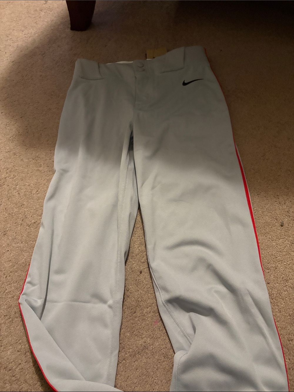 Nike boys size M Gray Baseball Athletic Pants with Red Trim